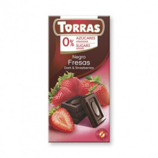 ШОКОЛАД Torras 75г 0% цукру чорний з полуницею 72% 10шт