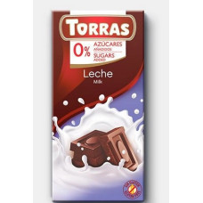 ШОКОЛАД Torras 75г 0% цукру молочний Leche 75г (12шт)