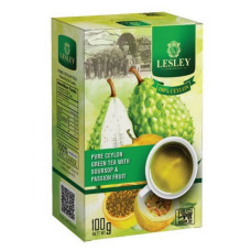 Lesley зелений 100г SOURSOP+PASSION FRUIT Ceylon green tea Gp1 Саусеп+маракуйя зелений чай * 36шт