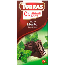 ШОКОЛАД Torras 75г 0% цукру чорний з мятою 72% 12шт