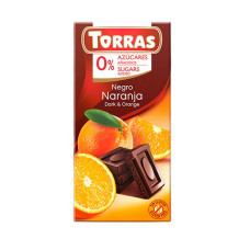 ШОКОЛАД Torras 75г 0% цукру чорний з апельсином 72% 12шт