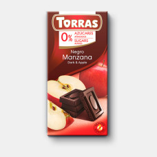 ШОКОЛАД Torras 75г 0% цукру чорний з яблуко 72% 10шт