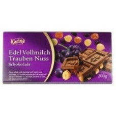 ШОКОЛАД Karina 1924 Edel Vollmilch Trauben Nuss молочний гор+ізюм 200г (10шт)