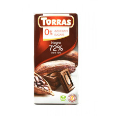 ШОКОЛАД Torras 75г 0% цукру чорний 72% 12шт